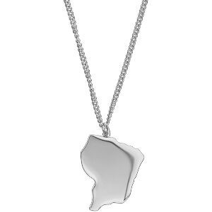 Collier Acier Carte Guyane 25*35mm Chaîne 2.5mm 50  à 55cm