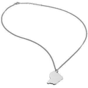 Collier Acier Carte Guyane 25*35mm Chaîne 2.5mm 50  à 55cm