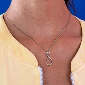 Collier Argent 925 Rhodié Infini Ziconium 13*27mm 42  à 45cm
