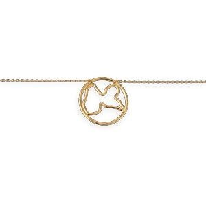 Collier Plaqué Or Carte Guadeloupe Cercle Martelé 25mm 38  à 42cm