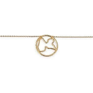 Collier Plaqué Or Carte Guadeloupe Cercle Martelé 25mm 38  à 42cm