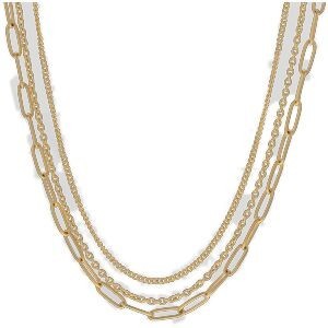 Collier Acier Jaune Triple Rangs Fantaisie 45  à 50cm