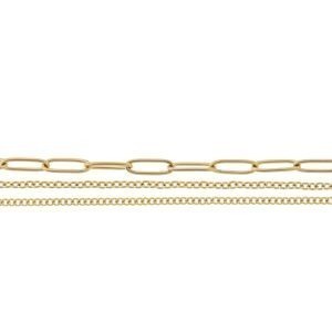 Collier Acier Jaune Triple Rangs Fantaisie 45  à 50cm