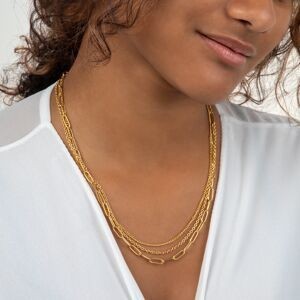 Collier Acier Jaune Triple Rangs Fantaisie 45  à 50cm