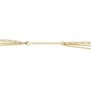 Collier Acier Jaune Triple Rangs Fantaisie 45  à 50cm