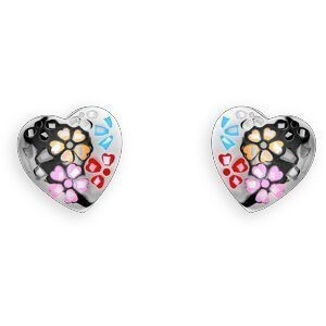 Boucles D'oreilles Acier Cœur 14.5mm Email Multicolore
