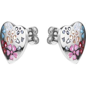 Boucles D'oreilles Acier Cœur 14.5mm Email Multicolore