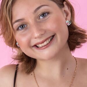 Boucles D'oreilles Acier Cœur 14.5mm Email Multicolore