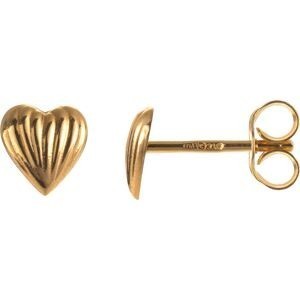 Boucles D'oreilles Or 375 Cœur Strié 6mm