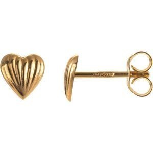 Boucles D'oreilles Or 375 Cœur Strié 6mm