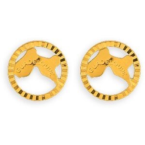 Boucles D'oreilles Or 375 Carte Guadeloupe Cerclée Striée 15mm