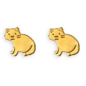 Boucles D'oreilles Or 375 Chat 5.5*8mm Fermeture Vis