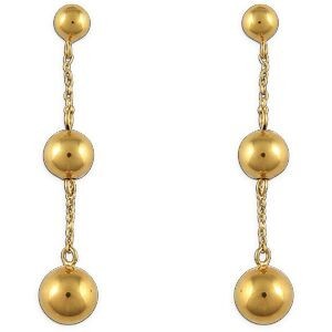 Boucles D'oreilles Plaqué Or Pendant 50mm Boules 6  à 10mm