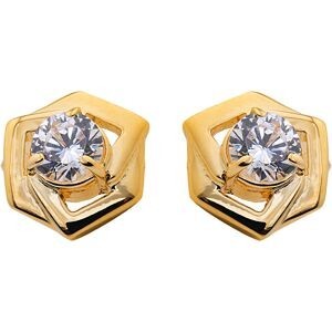 Boucles D'oreilles Plaqué Or Motif 10mm Zirconium 5mm