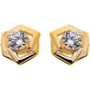 Boucles D'oreilles Plaqué Or Motif 10mm Zirconium 5mm
