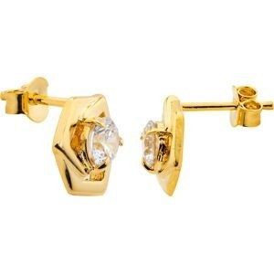 Boucles D'oreilles Plaqué Or Motif 10mm Zirconium 5mm