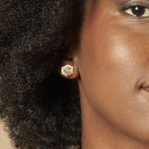 Boucles D'oreilles Plaqué Or Motif 10mm Zirconium 5mm