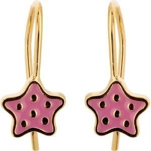 Boucles D'oreilles Plaqué Or Pendant 15mm Etoile Email Rose 7mm