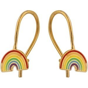 Boucles D'oreilles Plaqué Or Pendant 14mn Arc En Ciel 10*5mm