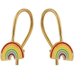 Boucles D'oreilles Plaqué Or Pendant 14mn Arc En Ciel 10*5mm