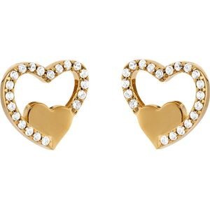 Boucles D'oreilles Plaqué Or Cœurs Zirconium 10*11mm