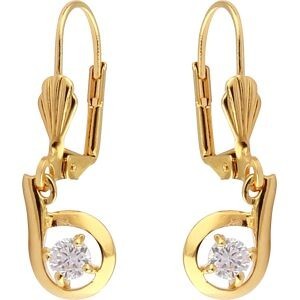 Boucles D'oreilles Plaqué Or Pendant 30mm Zirconium 4mm