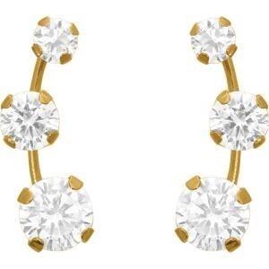Boucles D'oreilles Or 375 Montante 17mm Zirconium 3  à 5mm Fermoir Or 375 Silicone