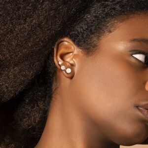 Boucles D'oreilles Or 375 Montante 17mm Zirconium 3  à 5mm Fermoir Or 375 Silicone