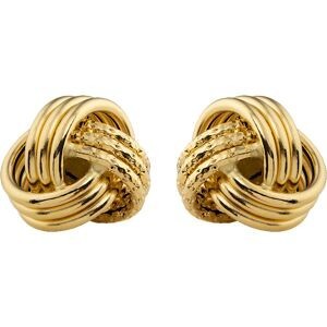 Boucles D'oreilles Or 750 Nœud Lisse Diamanté 11mm