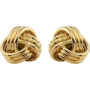 Boucles D'oreilles Or 750 Nœud Lisse Diamanté 11mm