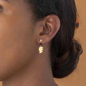 Boucles D'oreilles Or 750 Pendant 20mm Cayennaise 7.5*11.5 Cristal Grenat 4mm