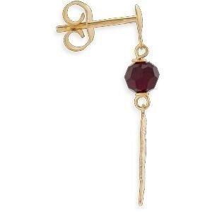 Boucles D'oreilles Or 750 Pendant 20mm Cayennaise 7.5*11.5 Cristal Grenat 4mm