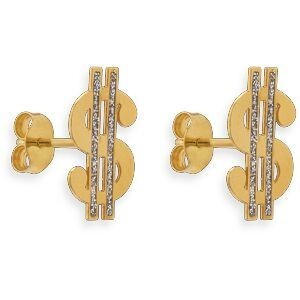 Boucles D'oreilles Or 375 Dollar Pailleté 8*13mm