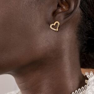 Boucles D'oreilles Plaqué Or Cœur Zirconium 17*10.5mm