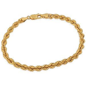 Bracelet Or 375 Maille Corde Creux 4.4mm 19cm