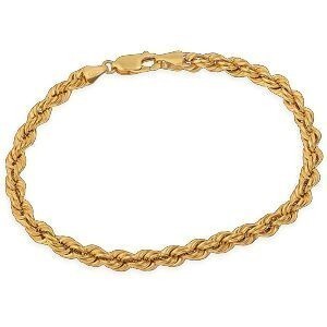Bracelet Or 375 Maille Corde Creux 4.4mm 19cm