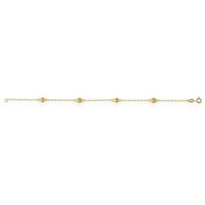 Bracelet Or 375 Chaîne 1.8mm Boules Lisse Sablé 5mm 19cm