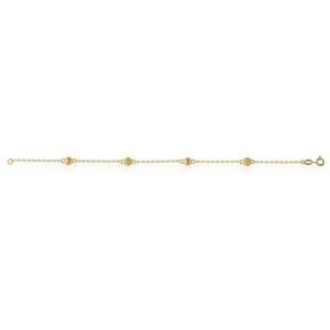 Bracelet Or 375 Chaîne 1.8mm Boules Lisse Sablé 5mm 19cm