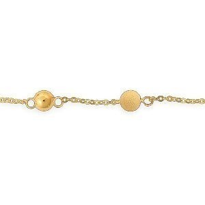 Bracelet Or 375 Chaîne 1.8mm Boules Lisse Sablé 5mm 19cm