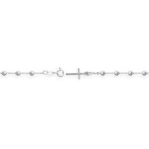 Bracelet Chapelet Argent 925 Boules 4mm Croix 8*17.5 19cm