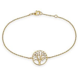 Bracelet Plaqué Or Arbre De Vie Zirconium 16mm 16  à 18cm