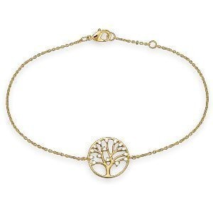 Bracelet Plaqué Or Arbre De Vie Zirconium 16mm 16  à 18cm