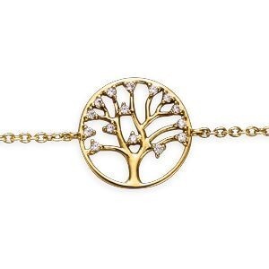 Bracelet Plaqué Or Arbre De Vie Zirconium 16mm 16  à 18cm