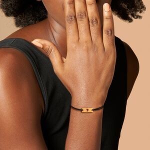 Bracelet Or 750 Plaque Carte Guyane  20*3mm Cordon Noir 19cm