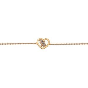 Bracelet Or 375 17  à 19cm Cœur Carte Martinique Email