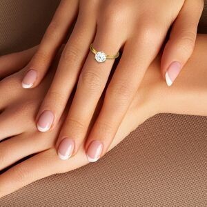 Bague Solitaire Or 750 Zirconium 7mm Taille 54 Corps 1.8mm Au Plus Etroit