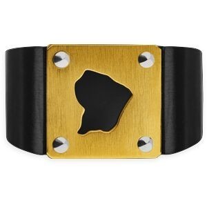 Chevalière Acier Bicolore Carte Guyane 14mm Corps 19mm Au Plus Etroit Taille 70