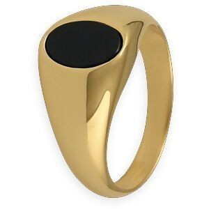 Chevalière Plaqué Or Ovale Onyx 7*10mm Corps 3.5mm Au Plus Etroit Taille 60