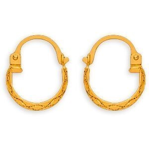 Créoles Or37 Striées 10mm Tube 3.5mm
