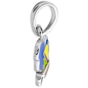 Pendentif Argent 925 Email Carte Martinique Yole 17*15mm Avec Bélière